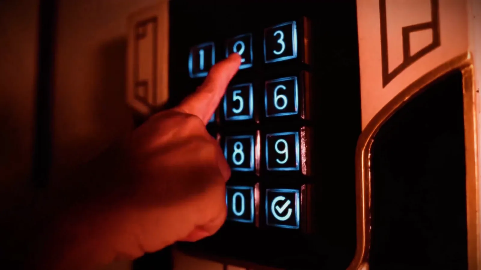 A keypad lock on the vault wall in Bank Heist at Escape This Perth CBD